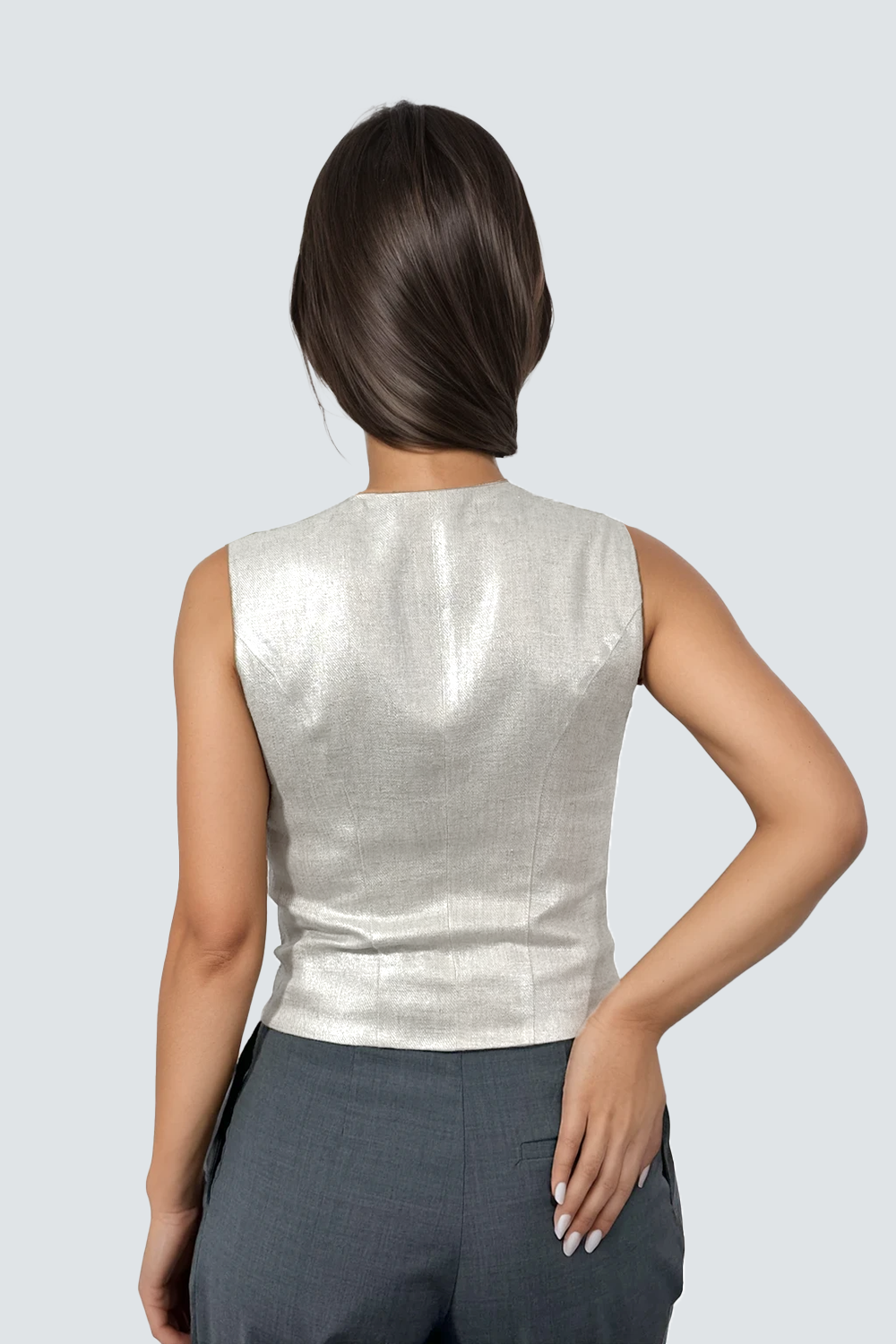 Vestă elegantă din in peliculizat