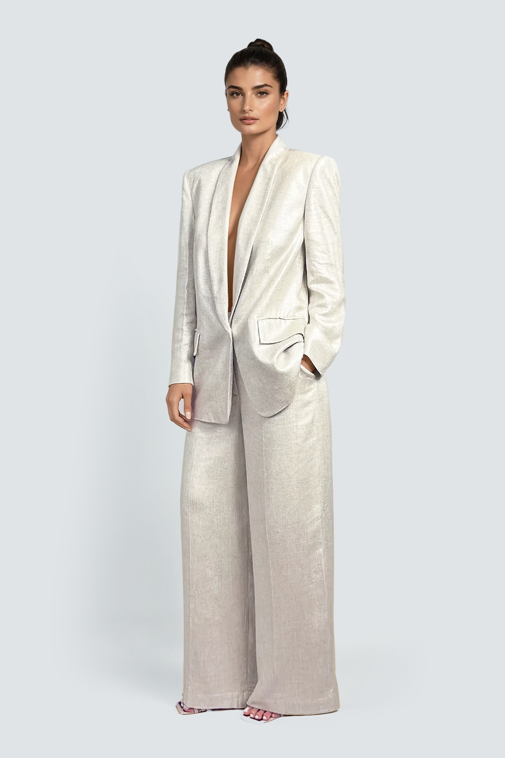 Costum elegant oversized din in peliculizat